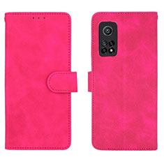 Leather Case Stands Flip Cover Holder L01Z for Xiaomi Redmi K30S 5G Hot Pink