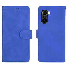 Leather Case Stands Flip Cover Holder L01Z for Xiaomi Redmi K40 5G Blue