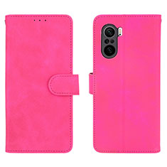 Leather Case Stands Flip Cover Holder L01Z for Xiaomi Redmi K40 5G Hot Pink