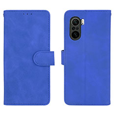 Leather Case Stands Flip Cover Holder L01Z for Xiaomi Redmi K40 Pro+ Plus 5G Blue