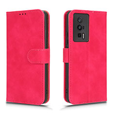 Leather Case Stands Flip Cover Holder L01Z for Xiaomi Redmi K60 Pro 5G Hot Pink