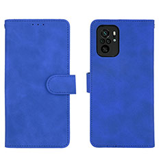 Leather Case Stands Flip Cover Holder L01Z for Xiaomi Redmi Note 10 4G Blue