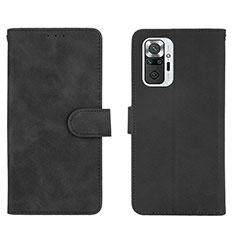 Leather Case Stands Flip Cover Holder L01Z for Xiaomi Redmi Note 10 Pro 4G Black