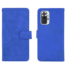 Leather Case Stands Flip Cover Holder L01Z for Xiaomi Redmi Note 10 Pro 4G Blue