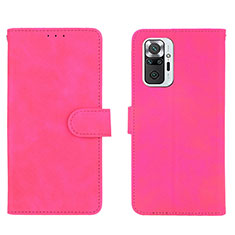 Leather Case Stands Flip Cover Holder L01Z for Xiaomi Redmi Note 10 Pro 4G Hot Pink