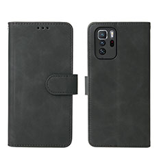 Leather Case Stands Flip Cover Holder L01Z for Xiaomi Redmi Note 10 Pro 5G Black