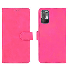 Leather Case Stands Flip Cover Holder L01Z for Xiaomi Redmi Note 10T 5G Hot Pink