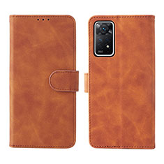 Leather Case Stands Flip Cover Holder L01Z for Xiaomi Redmi Note 11 Pro 4G Brown