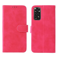 Leather Case Stands Flip Cover Holder L01Z for Xiaomi Redmi Note 11S 4G Hot Pink