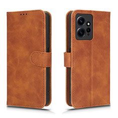 Leather Case Stands Flip Cover Holder L01Z for Xiaomi Redmi Note 12 4G Brown