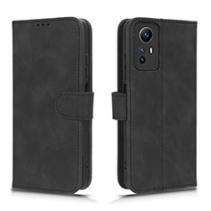 Leather Case Stands Flip Cover Holder L01Z for Xiaomi Redmi Note 12S Black