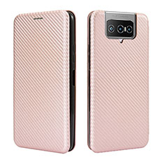 Leather Case Stands Flip Cover Holder L02Z for Asus Zenfone 7 Pro ZS671KS Rose Gold