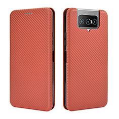 Leather Case Stands Flip Cover Holder L02Z for Asus ZenFone 8 Flip ZS672KS Brown