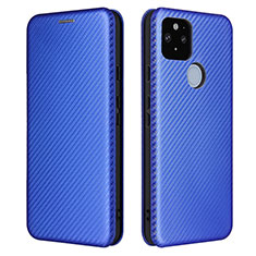 Leather Case Stands Flip Cover Holder L02Z for Google Pixel 5a 5G Blue