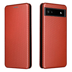 Leather Case Stands Flip Cover Holder L02Z for Google Pixel 6a 5G Brown