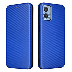 Leather Case Stands Flip Cover Holder L02Z for Motorola Moto E22 Blue