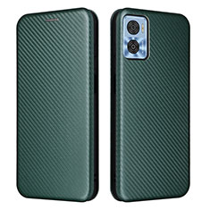 Leather Case Stands Flip Cover Holder L02Z for Motorola Moto E22 Green