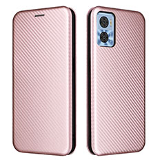 Leather Case Stands Flip Cover Holder L02Z for Motorola Moto E22 Rose Gold