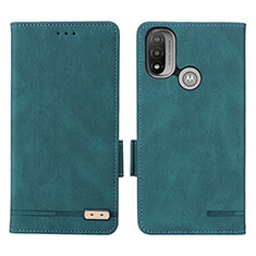 Leather Case Stands Flip Cover Holder L02Z for Motorola Moto E30 Green