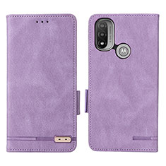 Leather Case Stands Flip Cover Holder L02Z for Motorola Moto E40 Purple