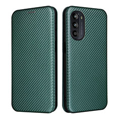 Leather Case Stands Flip Cover Holder L02Z for Motorola Moto Edge (2022) 5G Green