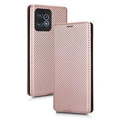 Leather Case Stands Flip Cover Holder L02Z for Motorola Moto Edge 40 Pro 5G Rose Gold