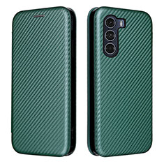 Leather Case Stands Flip Cover Holder L02Z for Motorola Moto G200 5G Green