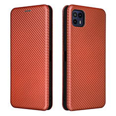Leather Case Stands Flip Cover Holder L02Z for Motorola Moto G50 5G Brown