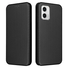 Leather Case Stands Flip Cover Holder L02Z for Motorola Moto G53 5G Black