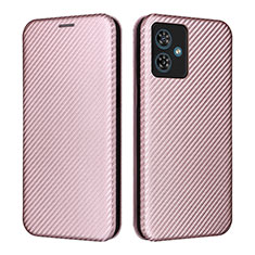 Leather Case Stands Flip Cover Holder L02Z for Motorola Moto G54 5G Rose Gold