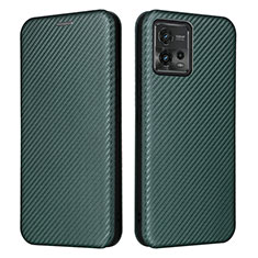 Leather Case Stands Flip Cover Holder L02Z for Motorola Moto G72 Green