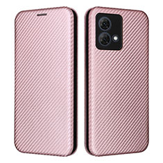 Leather Case Stands Flip Cover Holder L02Z for Motorola Moto G84 5G Rose Gold