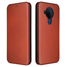 Leather Case Stands Flip Cover Holder L02Z for Nokia 5.4 Brown