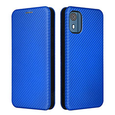 Leather Case Stands Flip Cover Holder L02Z for Nokia C02 Blue