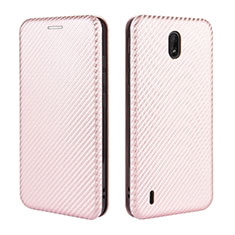 Leather Case Stands Flip Cover Holder L02Z for Nokia C2 Rose Gold