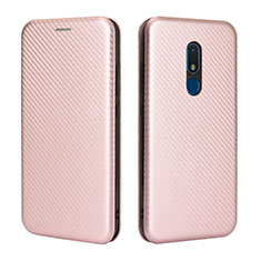 Leather Case Stands Flip Cover Holder L02Z for Nokia C3 Rose Gold