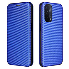 Leather Case Stands Flip Cover Holder L02Z for Oppo A54 5G Blue