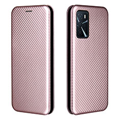 Leather Case Stands Flip Cover Holder L02Z for Oppo A54s Rose Gold