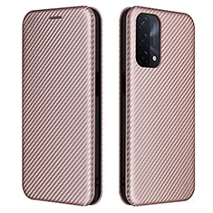 Leather Case Stands Flip Cover Holder L02Z for Oppo A74 5G Rose Gold