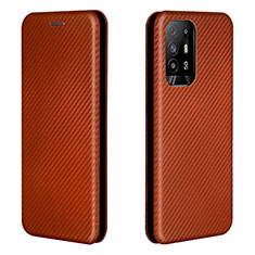 Leather Case Stands Flip Cover Holder L02Z for Oppo A94 5G Brown