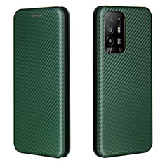 Leather Case Stands Flip Cover Holder L02Z for Oppo A95 5G Green