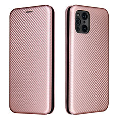 Leather Case Stands Flip Cover Holder L02Z for Oppo Find X3 Pro 5G Rose Gold