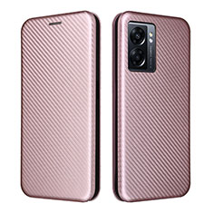 Leather Case Stands Flip Cover Holder L02Z for Oppo K10 5G India Rose Gold