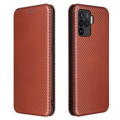 Leather Case Stands Flip Cover Holder L02Z for Oppo Reno5 Lite Brown