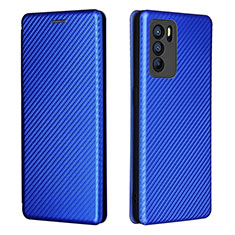 Leather Case Stands Flip Cover Holder L02Z for Oppo Reno6 Pro 5G India Blue