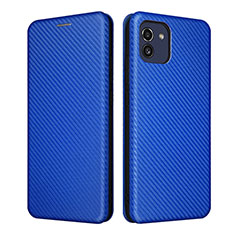 Leather Case Stands Flip Cover Holder L02Z for Samsung Galaxy A03 Blue