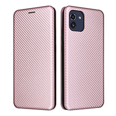 Leather Case Stands Flip Cover Holder L02Z for Samsung Galaxy A03 Rose Gold