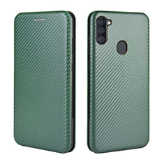 Leather Case Stands Flip Cover Holder L02Z for Samsung Galaxy A11 Green