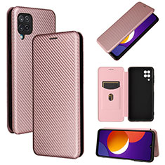 Leather Case Stands Flip Cover Holder L02Z for Samsung Galaxy A12 Nacho Rose Gold