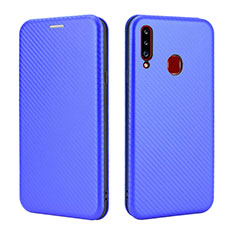 Leather Case Stands Flip Cover Holder L02Z for Samsung Galaxy A20s Blue